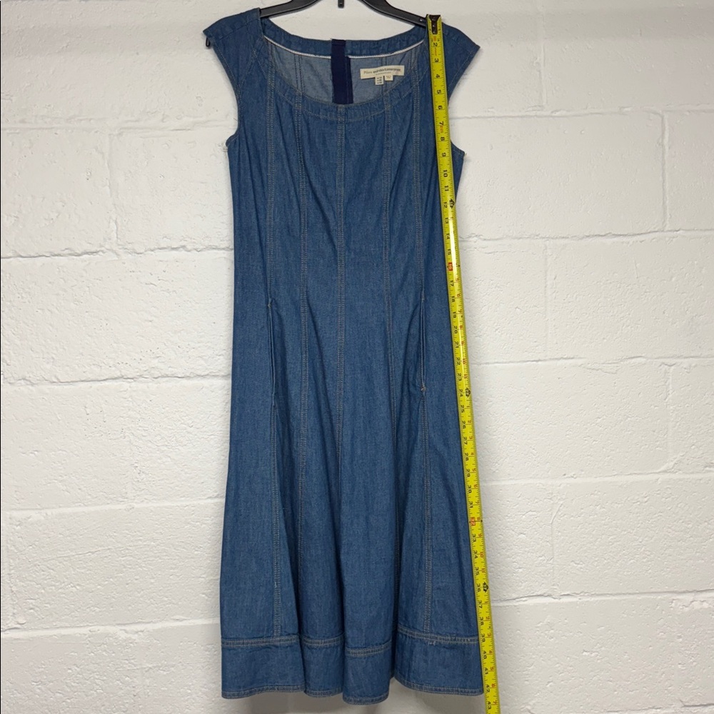 Anthropologie PILCRO Denim Midi Dress Fit N’ Flare Pockets Fitted Size 6 - Picture 11 of 12
